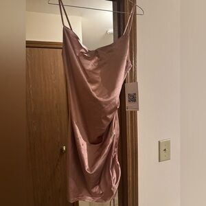 Pink Satin Bodycon Dress